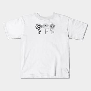 3 Minimal Line Art Flower Kids T-Shirt